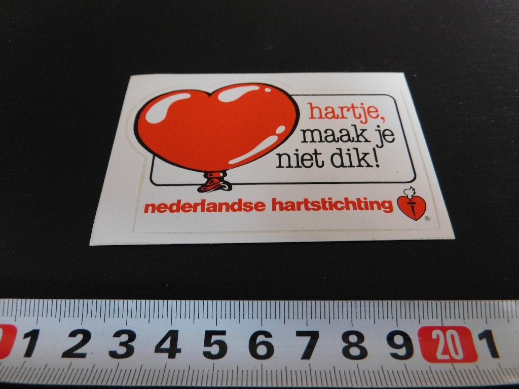 sticker Nederlandse Hartstichting Hartje, maak je niet dik!*, Verzamelen, Ophalen, Zo goed als nieuw