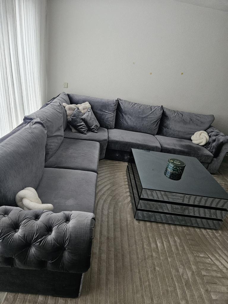 Luxe Grijze Hoekbank - Comfortabel en Stijlvol, Huis en Inrichting, Banken | Bankstellen, Gebruikt, 100 tot 125 cm, Hoekbank, 300 cm of meer