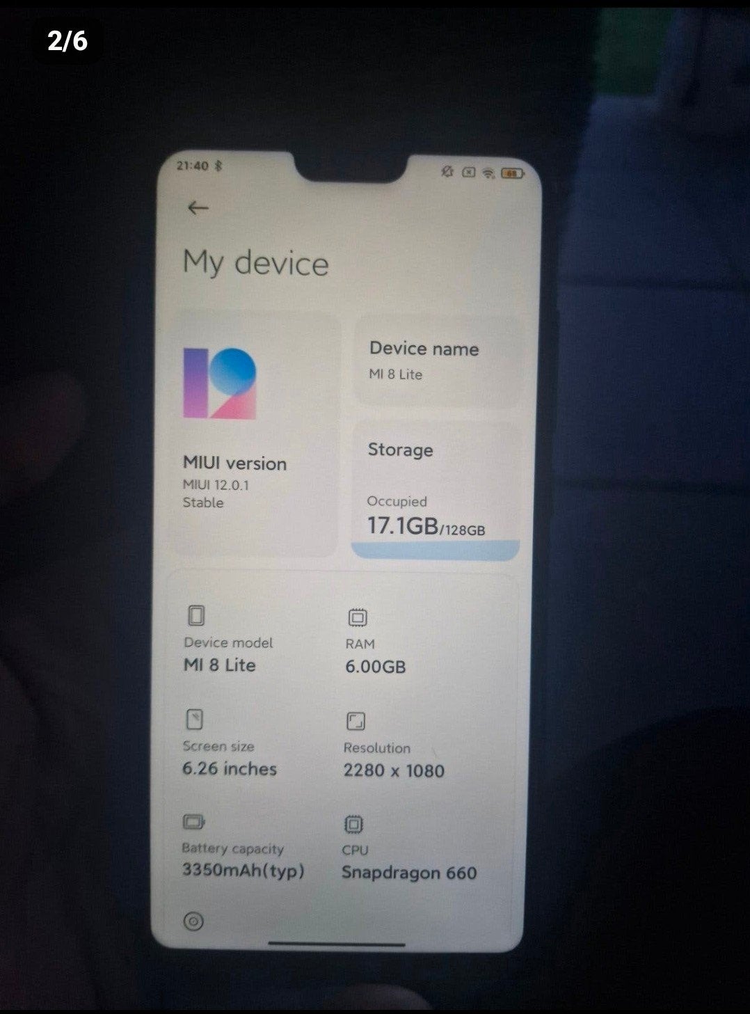 Xiaomi Mi 8 Lite 6GB RAM 128GB Opslag Snapdragon 660, Telecommunicatie, Ophalen, Overige modellen, Nieuw, Zonder simlock