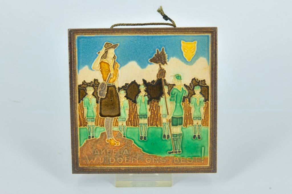 CLOISONNE TEGEL  , PADVINDERIJ  , WESTRAVEN, Ophalen of Verzenden