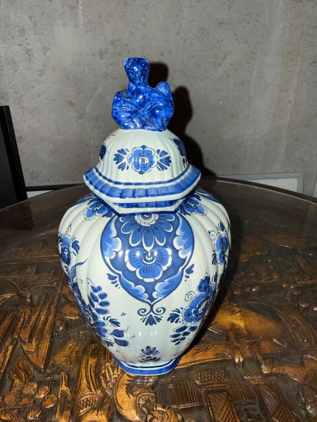 445 Delfts Blauwe vaas met deksel - Handwerk Holland, Ophalen