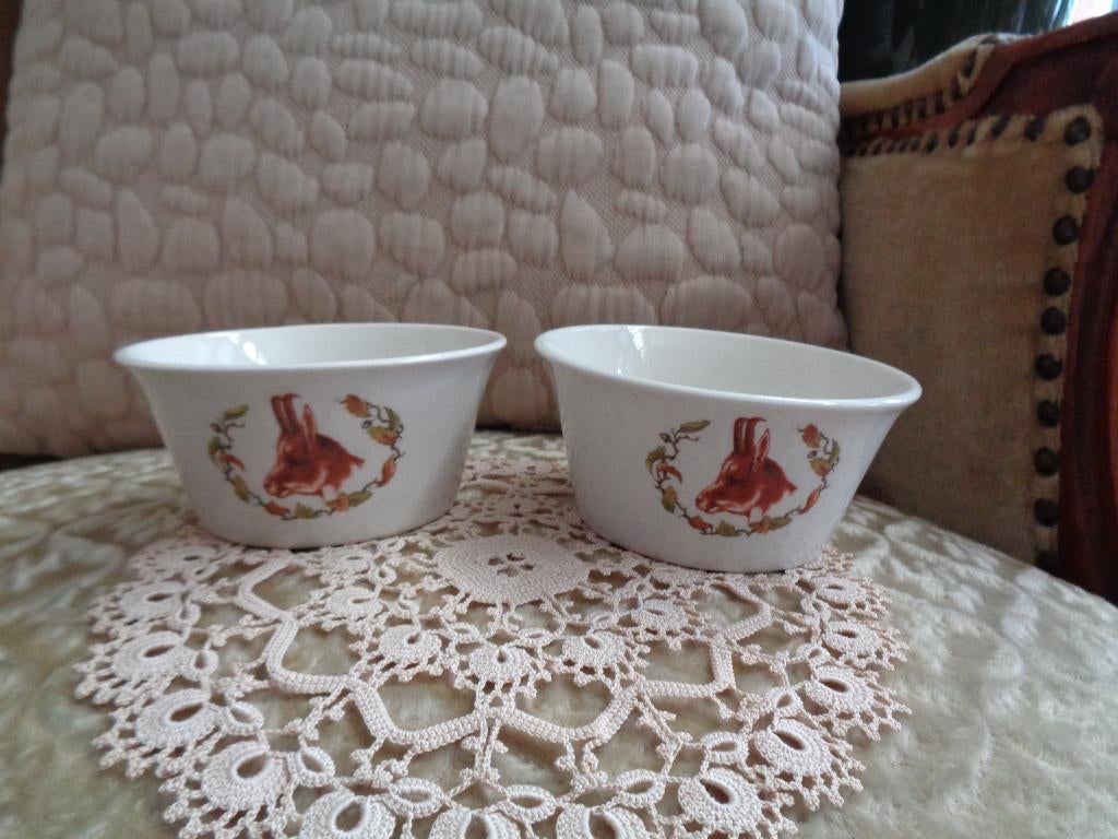 2 Brocante Paté Schaaltjes Haas ** Mimosa **, Ophalen of Verzenden