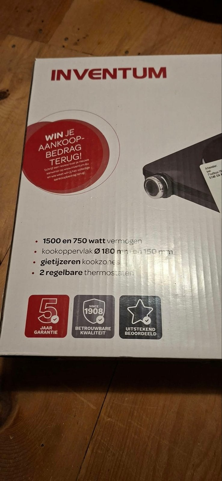 Nieuwe Inventum KP602B Elektrische Kookplaat - Ongebruikt, Witgoed en Apparatuur, Kookplaten, Ophalen of Verzenden, Nieuw, Elektrisch