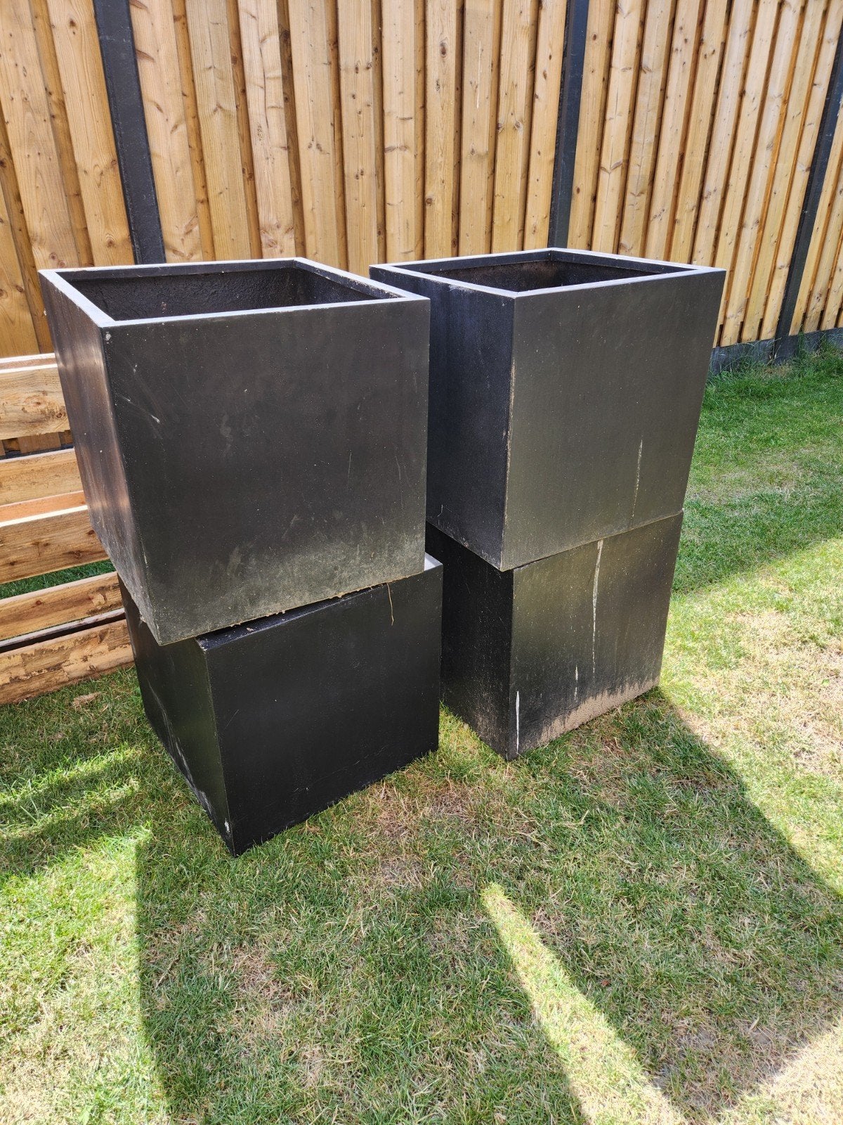 4 Grote Zwarte Vierkante Plantenbakken 50x50x50 cm, Tuin en Terras, Bloembakken en Plantenbakken, Ophalen