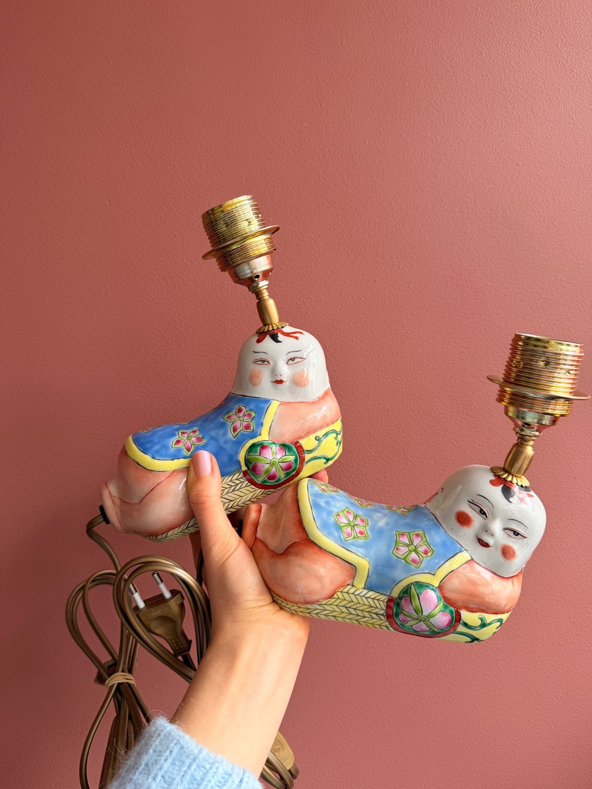 2 (nacht)lampjes gemaakt van twee Chinese zotjes, Huis en Inrichting, Lampen | Tafellampen, Ophalen of Verzenden, Nieuw, Overige materialen
