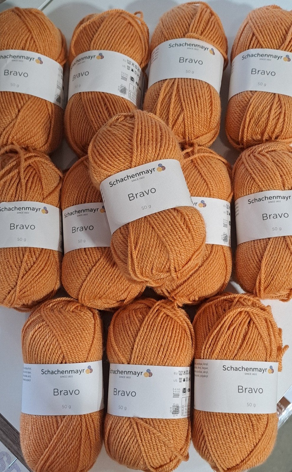 Nieuw 12 bollen Schachenmayr Bravo - kleur okergeel, Ophalen of Verzenden, Nieuw, Breien of Haken, Wol of Garen