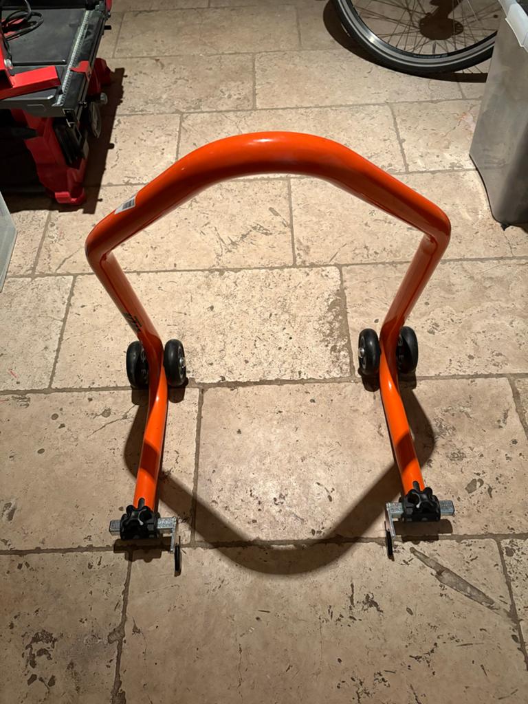 Motorfiets paddockstand achterwiel oranje, Ophalen of Verzenden, Gebruikt
