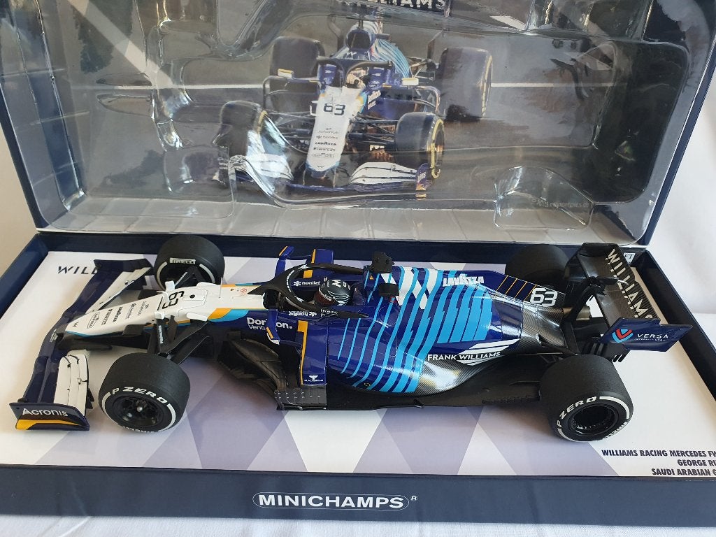 George Russell Williams FW43B Saudi Arabië GP 2021 1:18, Ophalen of Verzenden, Nieuw, Auto, MiniChamps