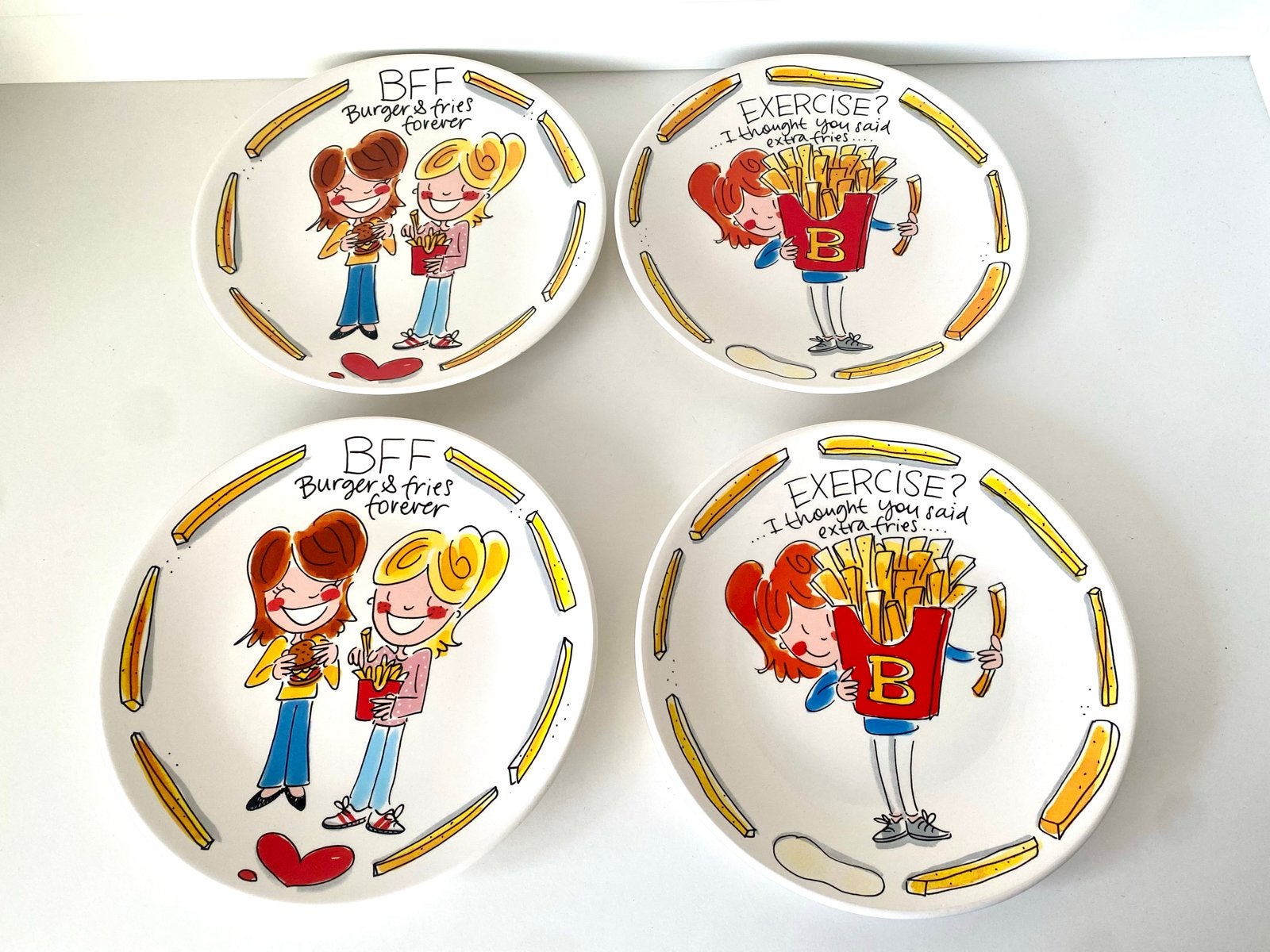 Blond Amsterdam BFF Burger & Fries Forever borden set, Gebruikt, Ophalen of Verzenden, Bord(en), Modern