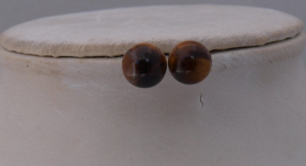 NIEUW: oorbellen van tijgeroog, Overige materialen, Bruin, Nieuw, Ophalen of Verzenden
