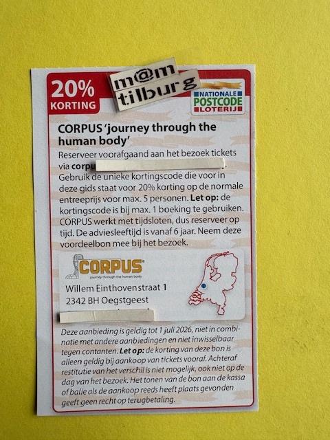 CORPUS 20% korting voor maximaal 5 personen, Tickets en Kaartjes, Drie personen of meer, Kortingsbon, Overige typen
