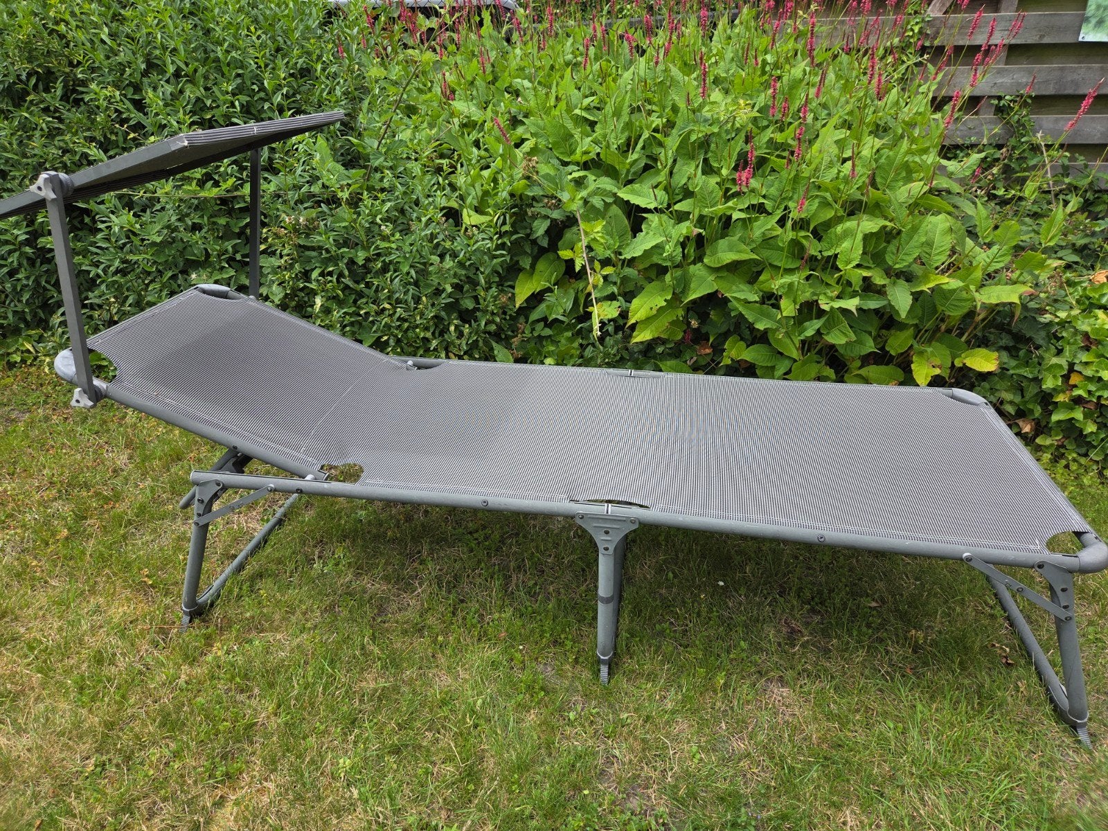 2x opvouwbaar ligbed met verstelbare rugleuning en zonnedak, Tuin en Terras, Ligbedden, Aluminium, Verstelbaar, Ophalen
