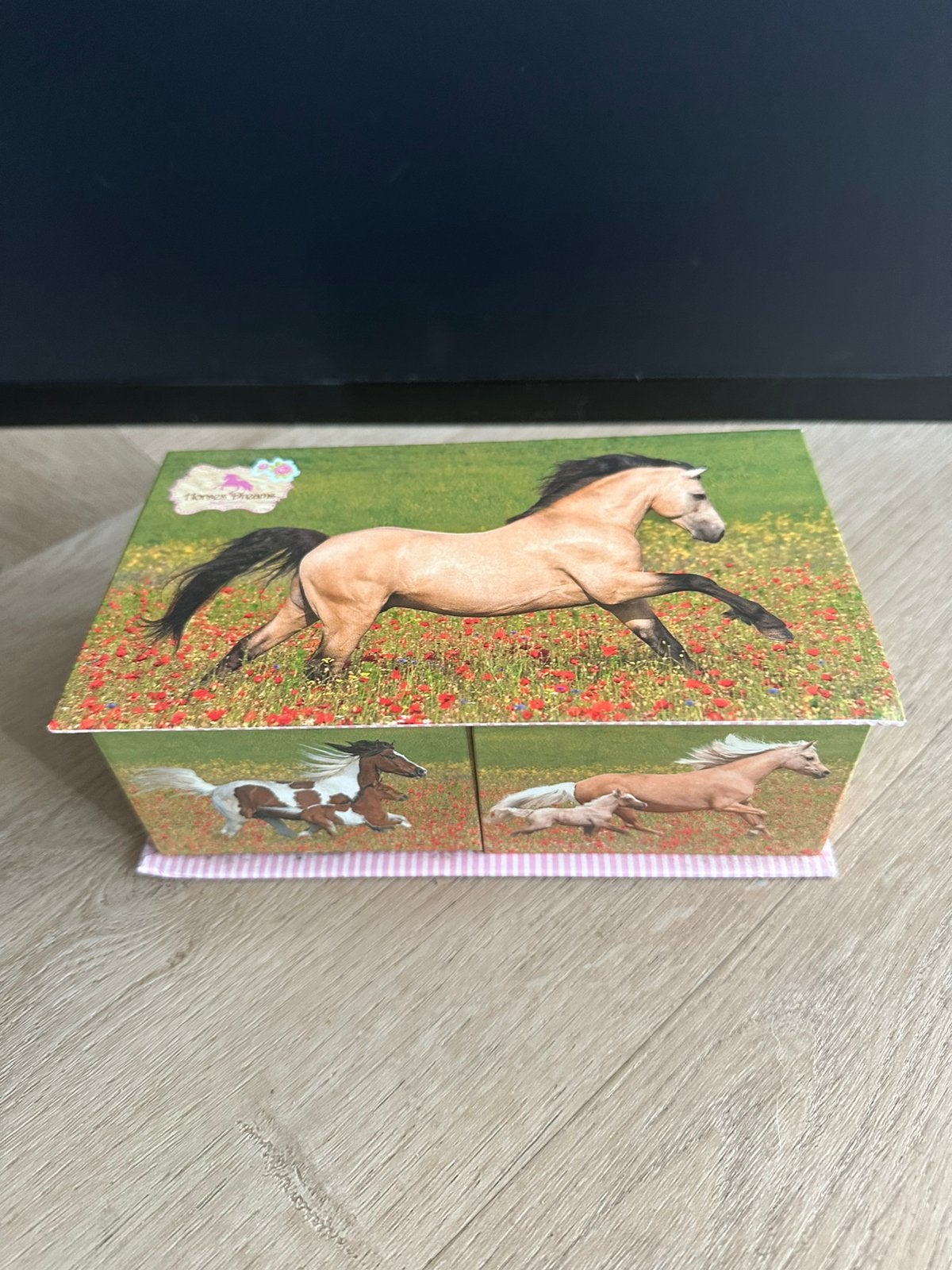Sieraden doos met paarden en spiegel, Ophalen of Verzenden, Gebruikt