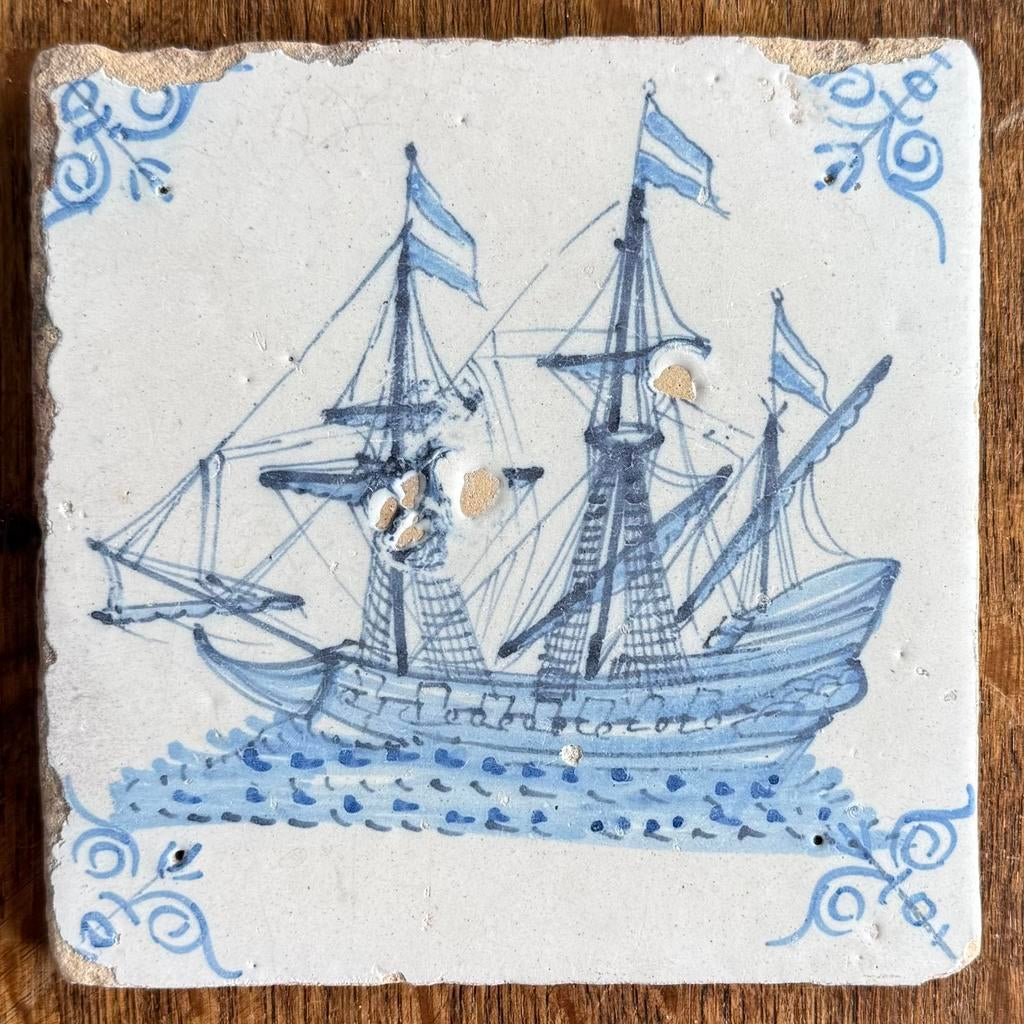 Zeldzame scheepstegel - 17e eeuw - Dordrecht, Ophalen of Verzenden