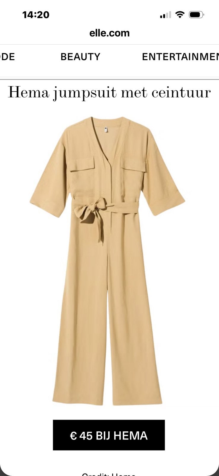 jumpsuit met ceintuur, Kleding | Dames, Ophalen of Verzenden, Zo goed als nieuw, Maat 42/44 (L), Beige