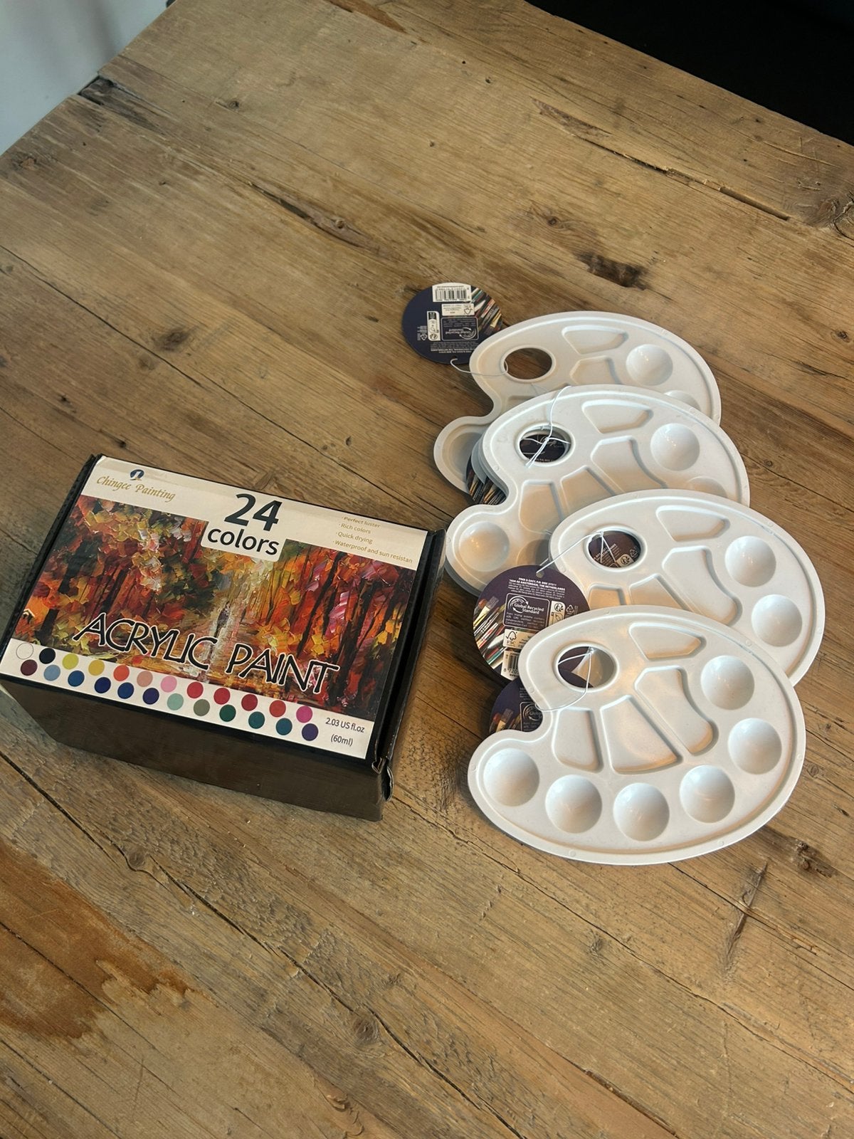 Set van 24 flesjes Acrylverf met verfpallets, Ophalen of Verzenden, Nieuw
