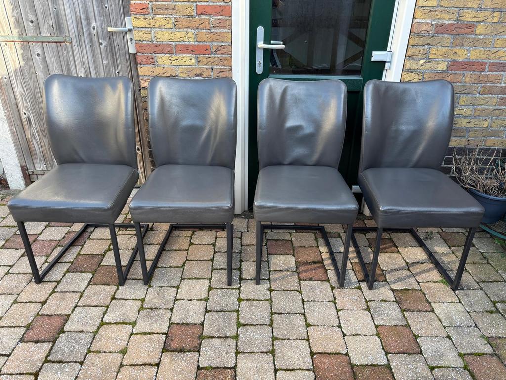 Eetkamerstoelen, Huis en Inrichting, Ophalen, Zwart, Leer, Zo goed als nieuw