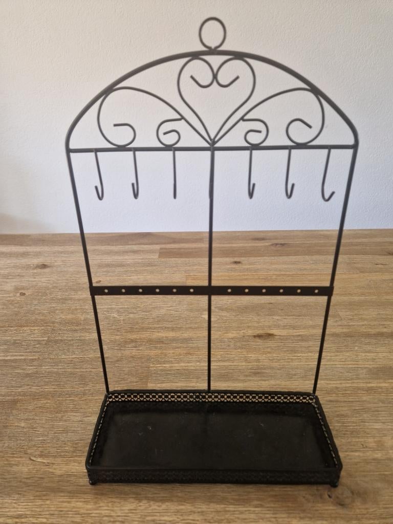 Metalen sieradenrekje met haken en bakje, Sieraden, Tassen en Uiterlijk, Overige Accessoires, Ophalen of Verzenden, Gebruikt