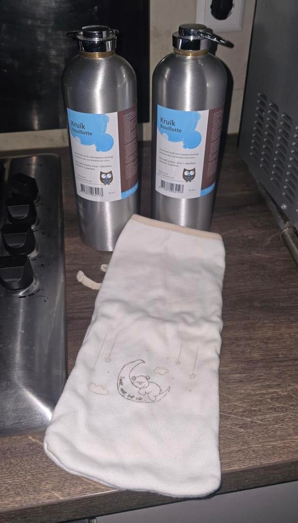 RVS kruiken met een kruikenzak voor baby, Ophalen of Verzenden, Gebruikt