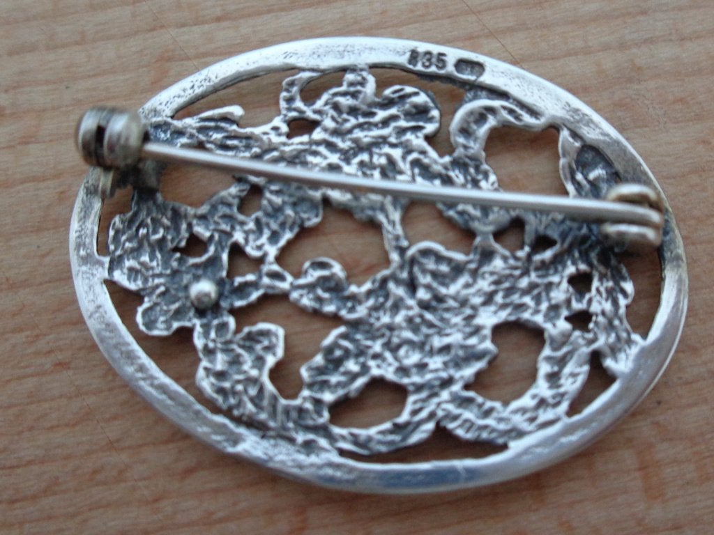 zilveren antieke bloemen broche [514], Verzenden, Zilver, Broche