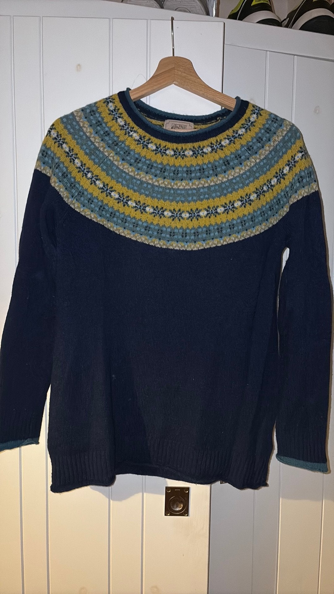 Noorse 100% wollen trui, Ophalen of Verzenden, Gedragen, Maat 38/40 (M), Blauw