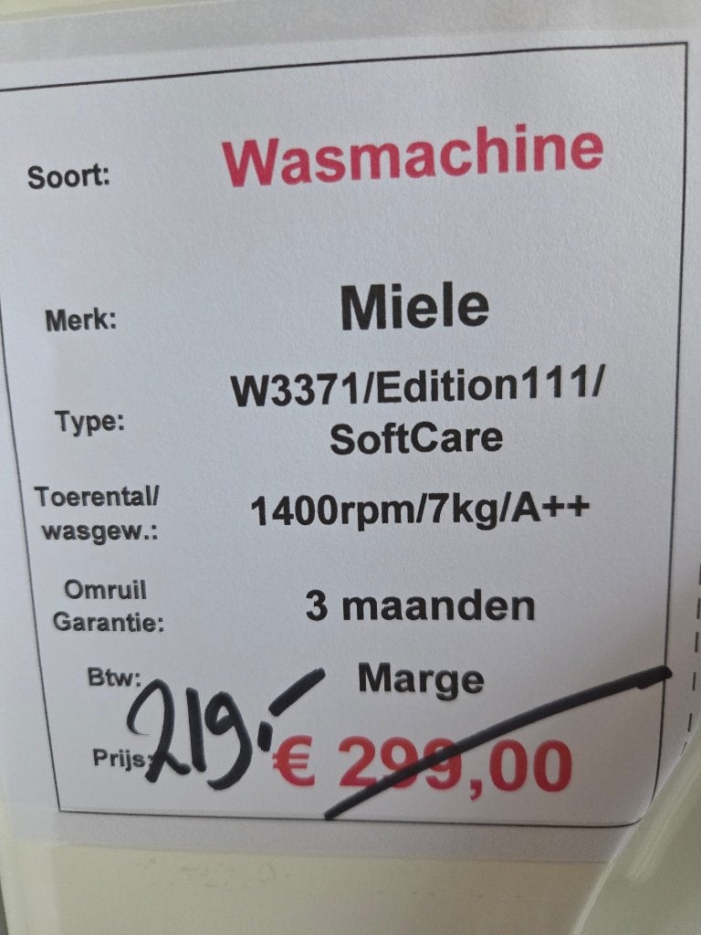 Foto 4 van wasmachine - Miele - 7kg - A++ UITVERKOOP!