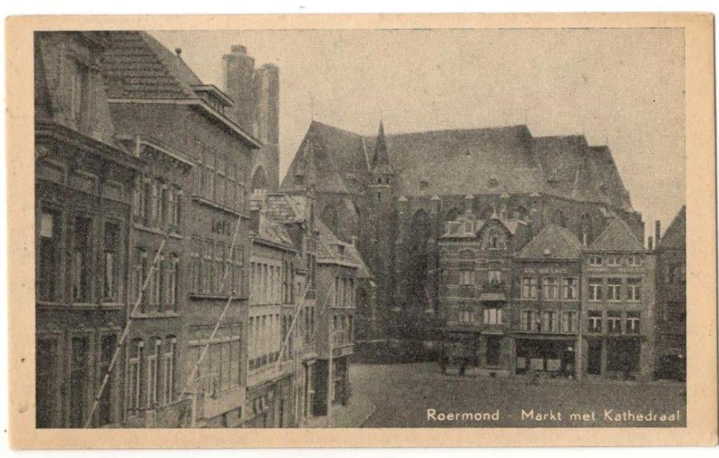 Roermond  markt met kathedraal ( zie beschrijving), Verzenden, 1940 tot 1960, Ongelopen, Limburg