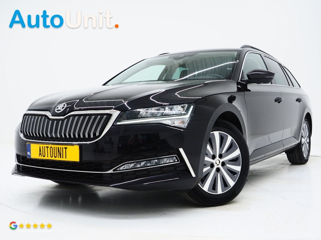 Skoda Superb Combi 1.4 TSI iV 218PK | Leder | Trekhaak | Mem, Auto's, Skoda, Gebruikt, Zwart, 4 cilinders, Zwart