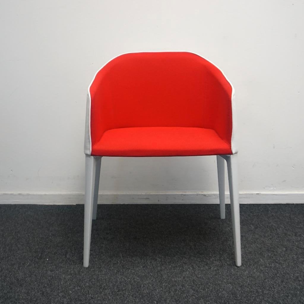 Pedrali Laja 885 Design Stoelen | Wit / Rood | Leer / Stof, Gebruikt, -, -, Ophalen of Verzenden
