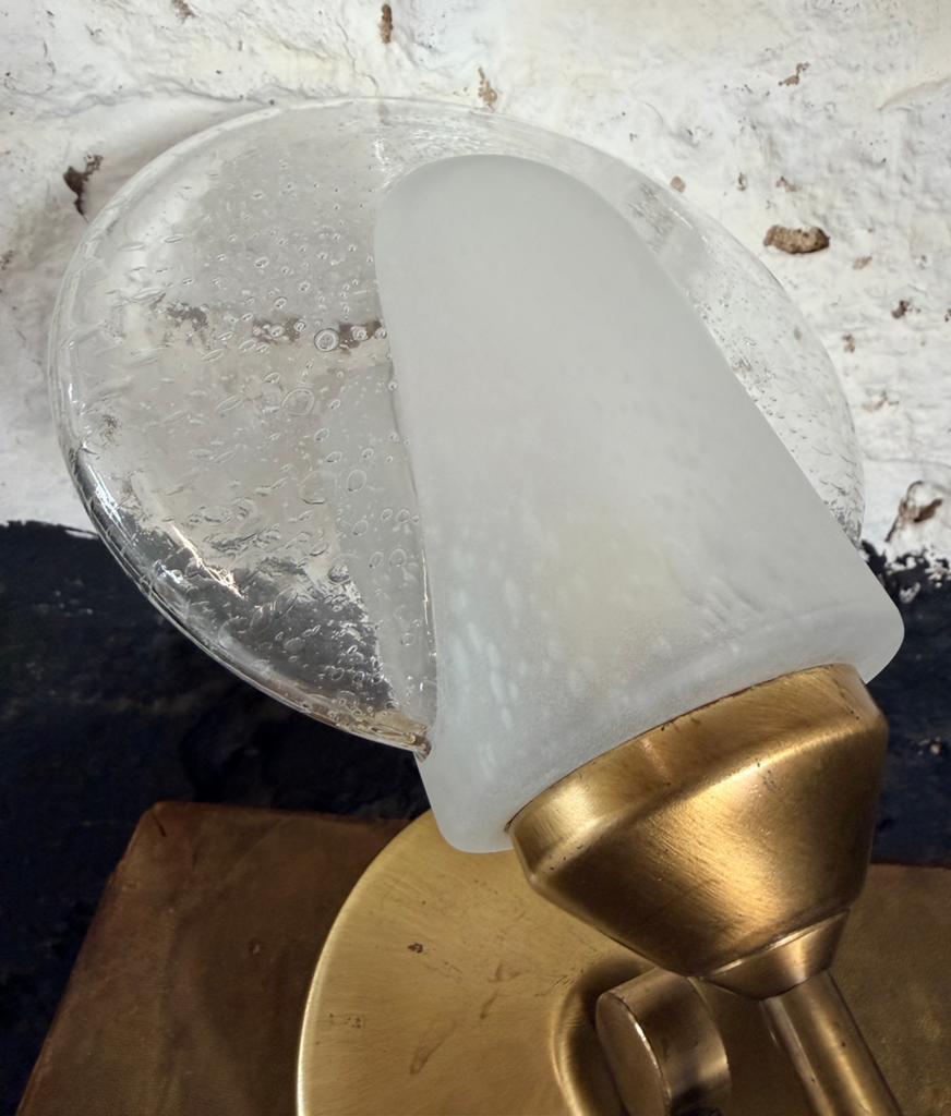 Vintage mid century wandlamp messing zeaar glas Leuchten, Ophalen, Gebruikt, Glas, Vintage mid century design Leuchten Glashutte Murano
