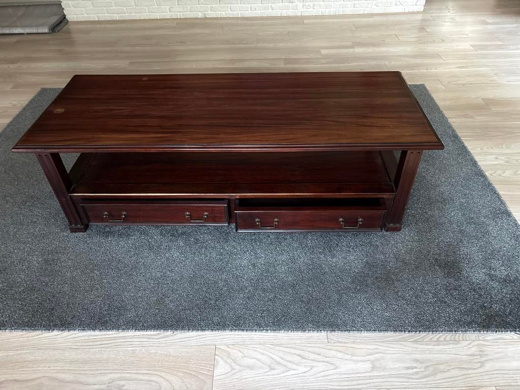 Mooie salontafel met handige laatjes maten 1,80, 0,65, 0,50, Ophalen, Gebruikt, 50 tot 100 cm, 100 tot 150 cm