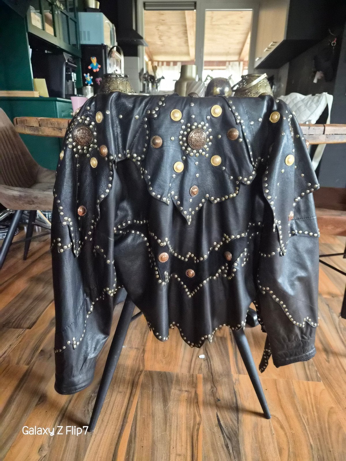 Golden Eagles Unieke Zwarte Leren Jas met Studs - Maat L, Zwart, Maat 42/44 (L), Ophalen of Verzenden, Onbekend