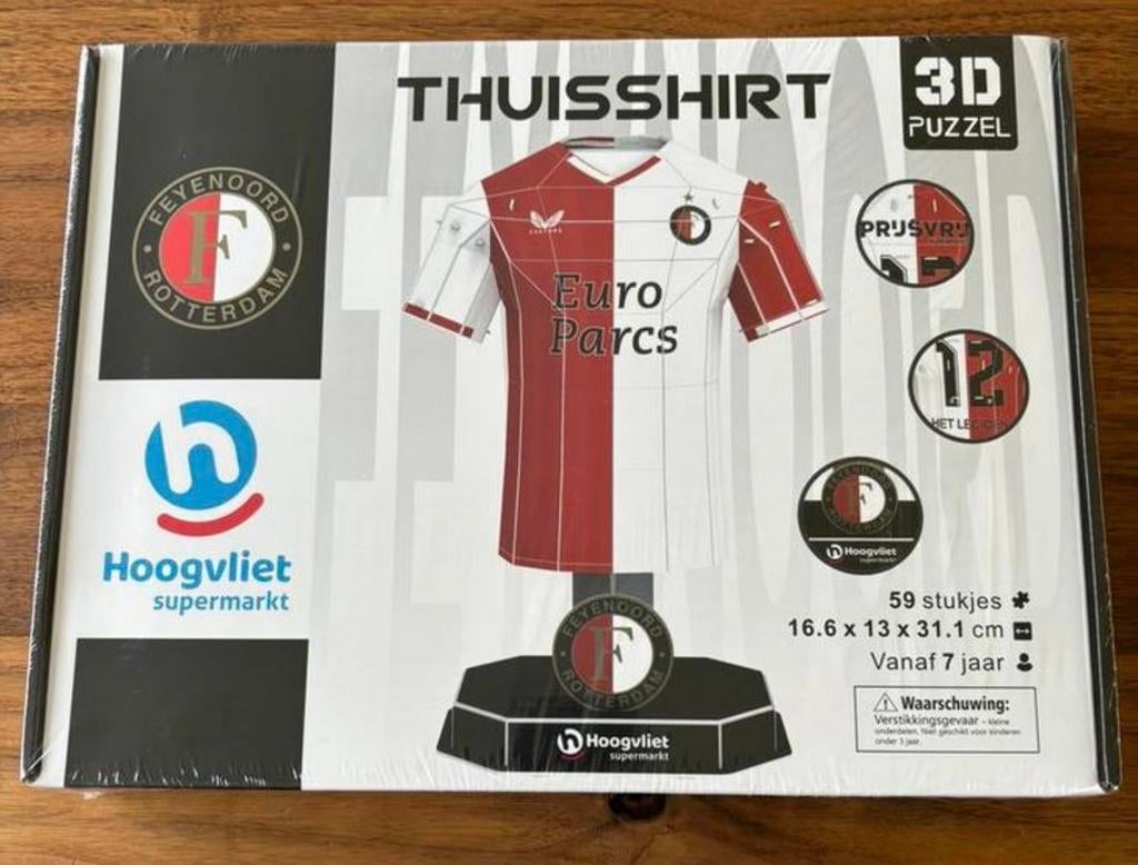 Feyenoord Thuisshirt 3D Puzzel - Nieuw in verpakking, Ophalen of Verzenden, 10 tot 50 stukjes, Nieuw, 6 jaar of ouder