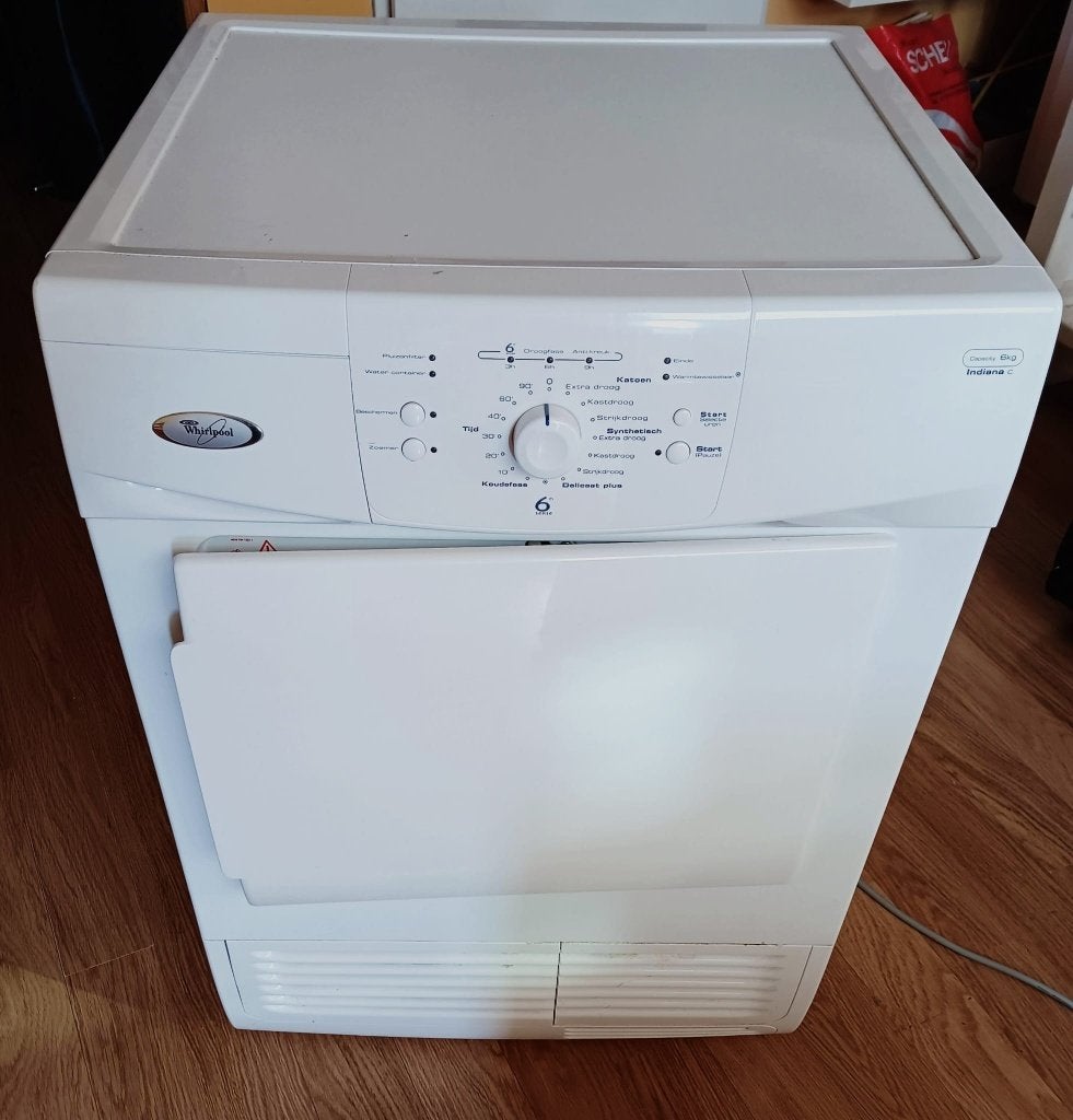 Wasdroger / Condensdroger Whirlpool met 6th Sense, 6 tot 8 kg, Anti-kreukfase, Ophalen of Verzenden, Zo goed als nieuw