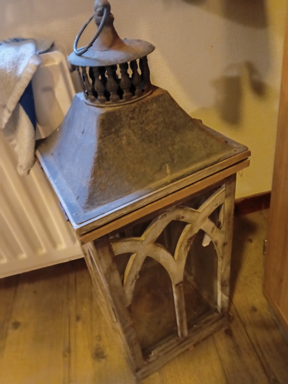 mooie oude buiten of binnen lantaren, Huis en Inrichting, Ophalen, Glas, Crème, Kaars