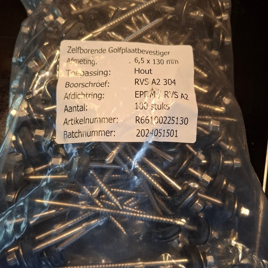 Golfplaat schroeven RVS, Ophalen, 100 tot 250 mm, Schroeven, Nieuw