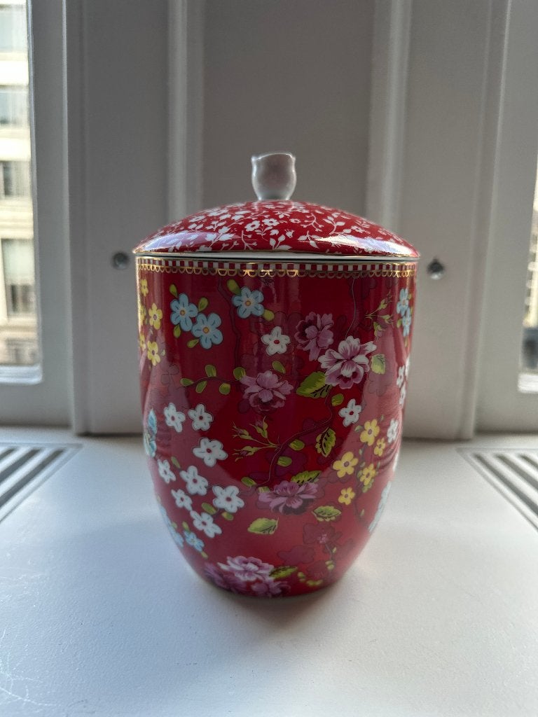 Pip Studio Voorraadpot Floral Chinese Rose Uitmuntende Staat, Ophalen of Verzenden, Zo goed als nieuw, Overige stijlen, Porselein