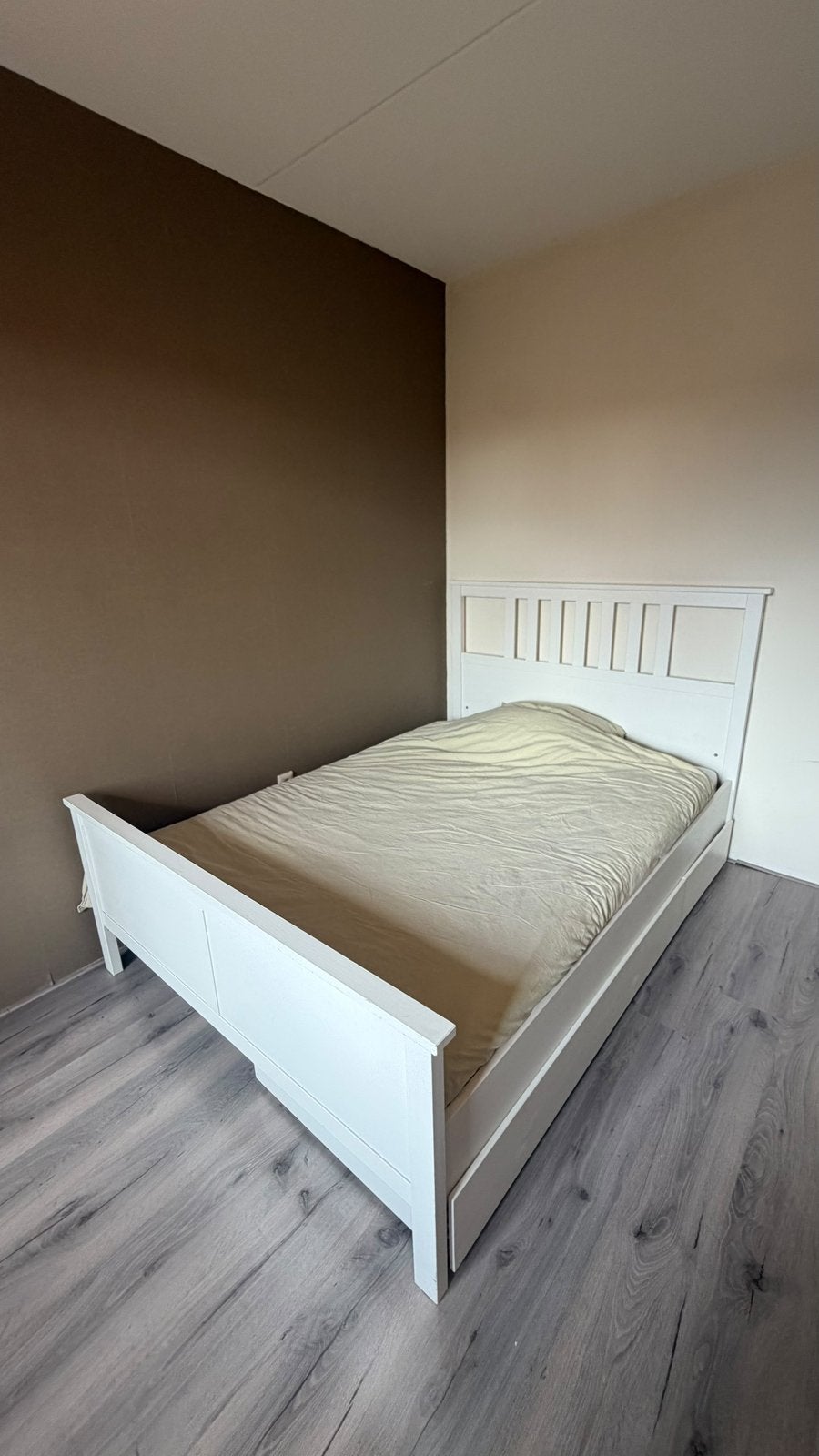 Wit IKEA bed met 3 lades – 140x200 cm, Ophalen, Gebruikt, Wit, Tweepersoons