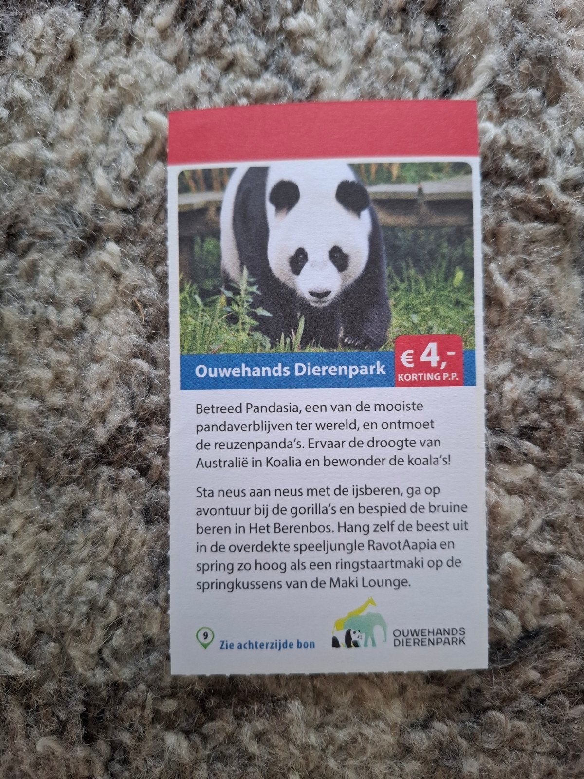 Ouwehands Dierenpark € 4 korting p.p., Tickets en Kaartjes, Drie personen of meer, Kortingskaart