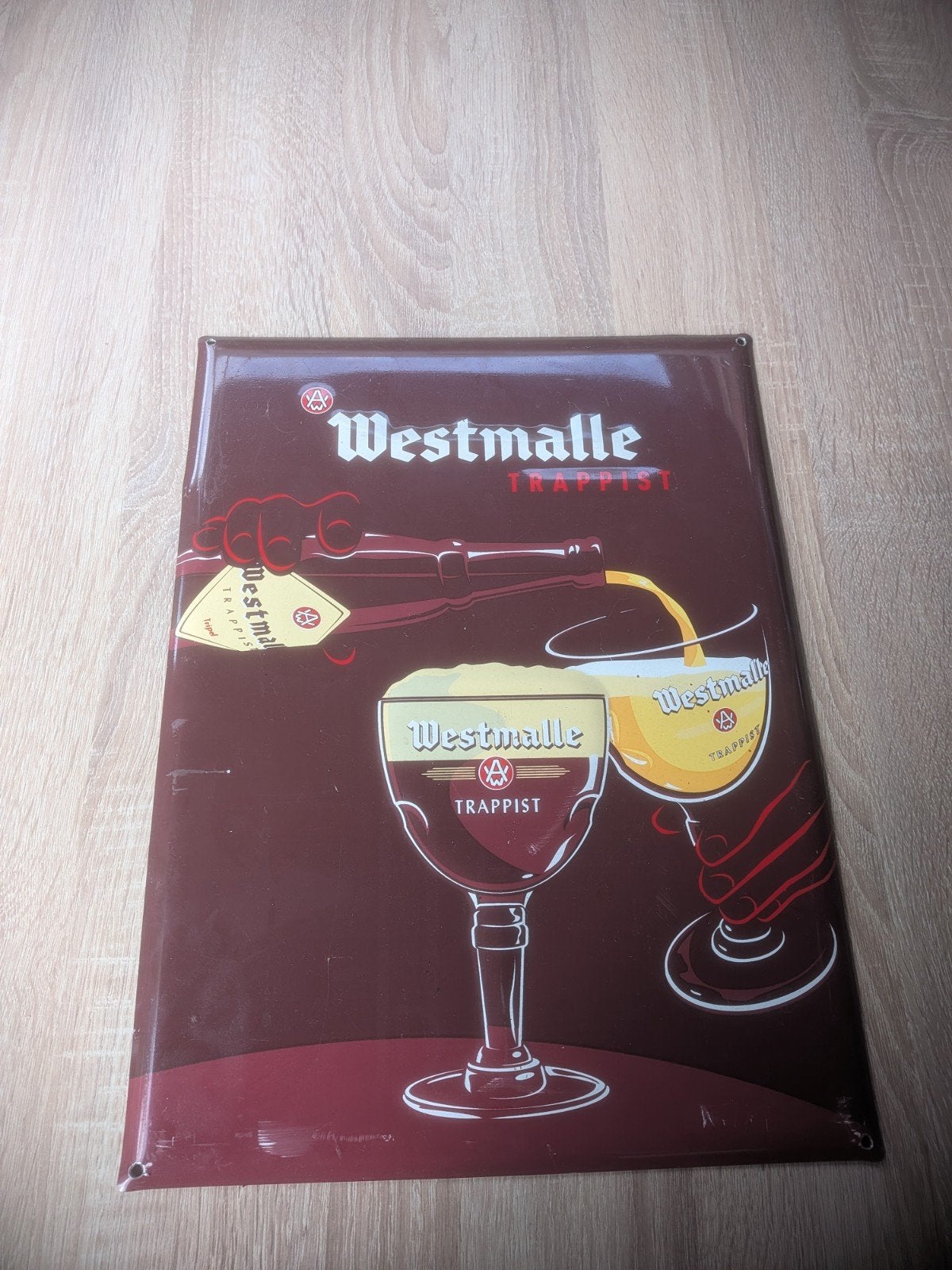 Vintage Westmalle Trappist Reclamebord - Brouwerij Decoratie, Ophalen of Verzenden, Gebruikt, Reclamebord