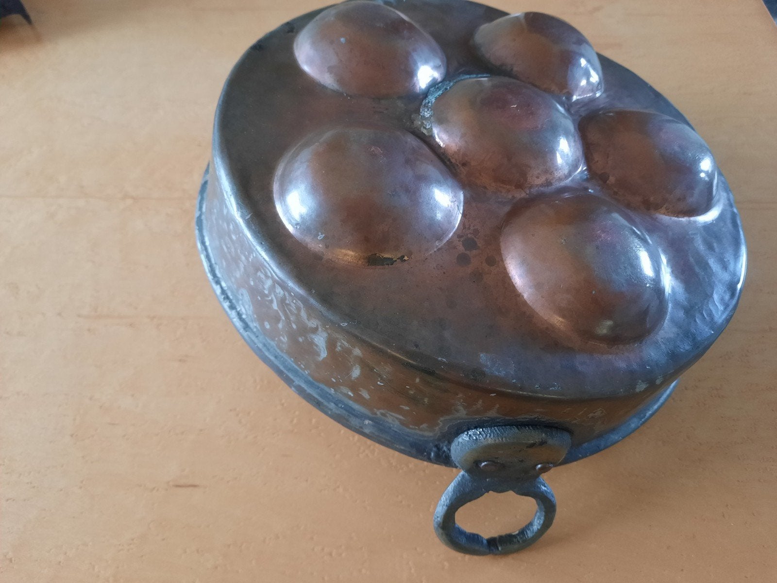 Antieke Koperen Evenveeltjespan met 6 Vormen, Antiek en Kunst, Ophalen of Verzenden
