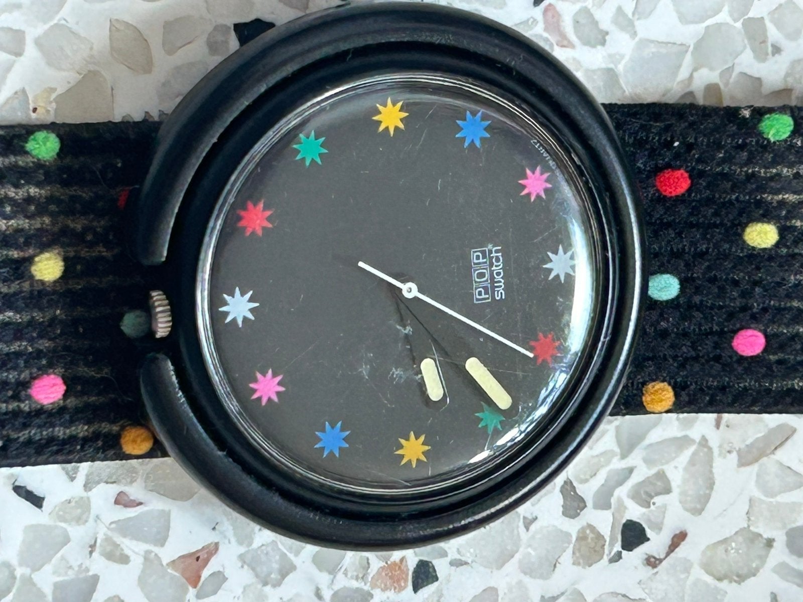 Swatch pop  vintage design horloge 1992 pwb168 parade, Kunststof, Gebruikt, Polshorloge, Ophalen of Verzenden