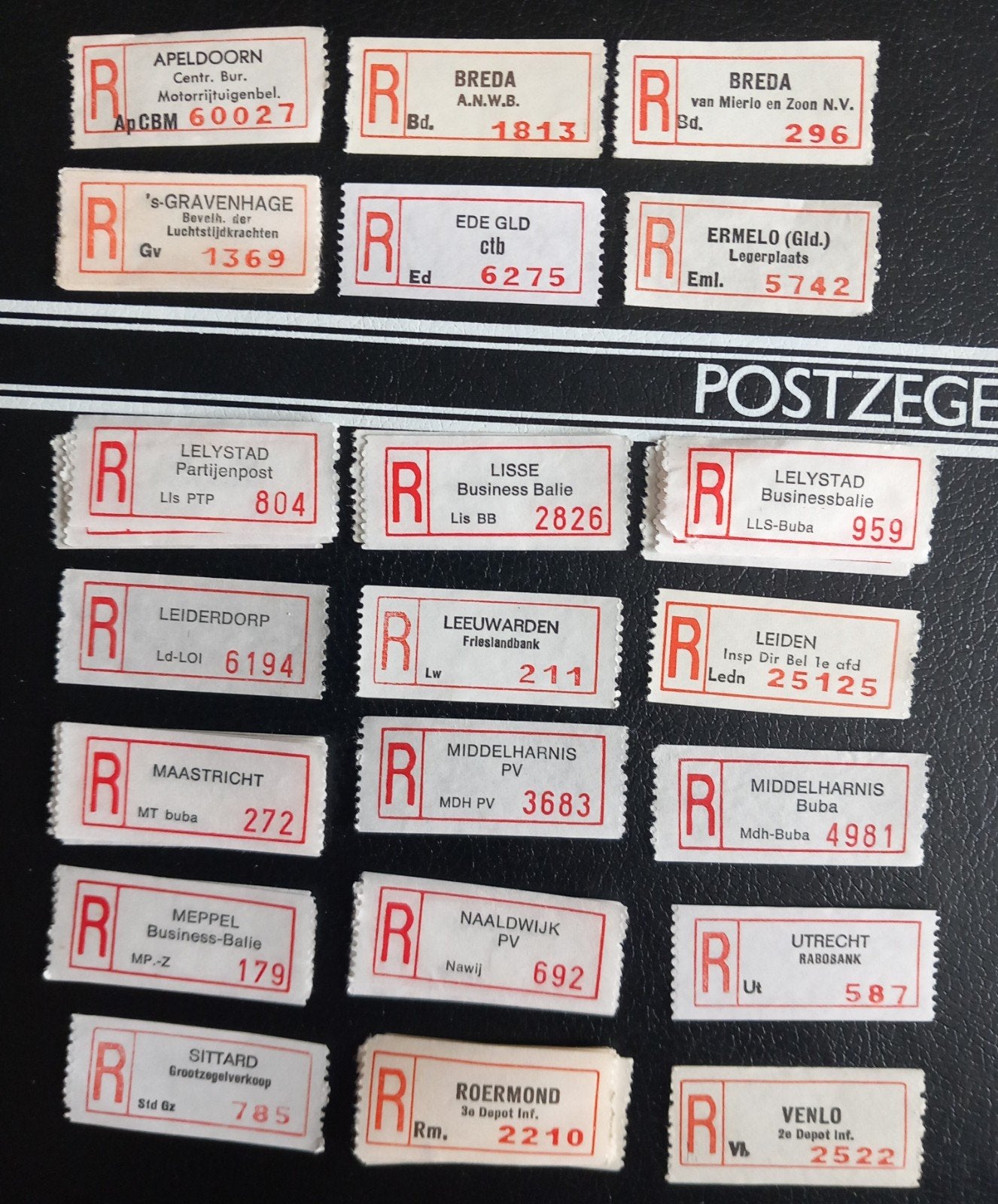 Aantekenstrookjes  div Bedrijfsnamen, Postzegels en Munten, Postzegels | Nederland, Ophalen of Verzenden
