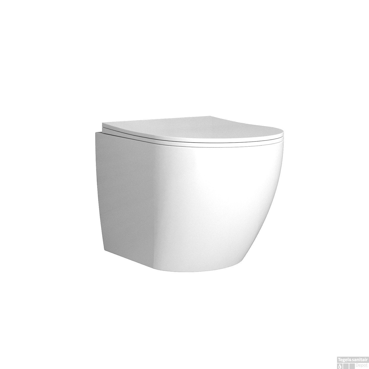 BWS Wandcloset hang toilet Mudo Randloos Glans Wit (incl. zi, Doe-het-zelf en Verbouw, Sanitair, Ophalen of Verzenden, Nieuw, Toilet