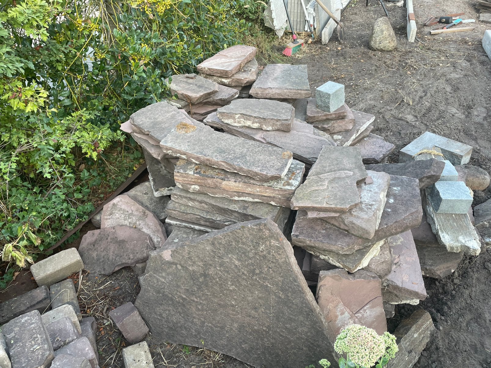 Rood/bruine leistenen, Tuin en Terras, Ophalen, Beton, Klinkers