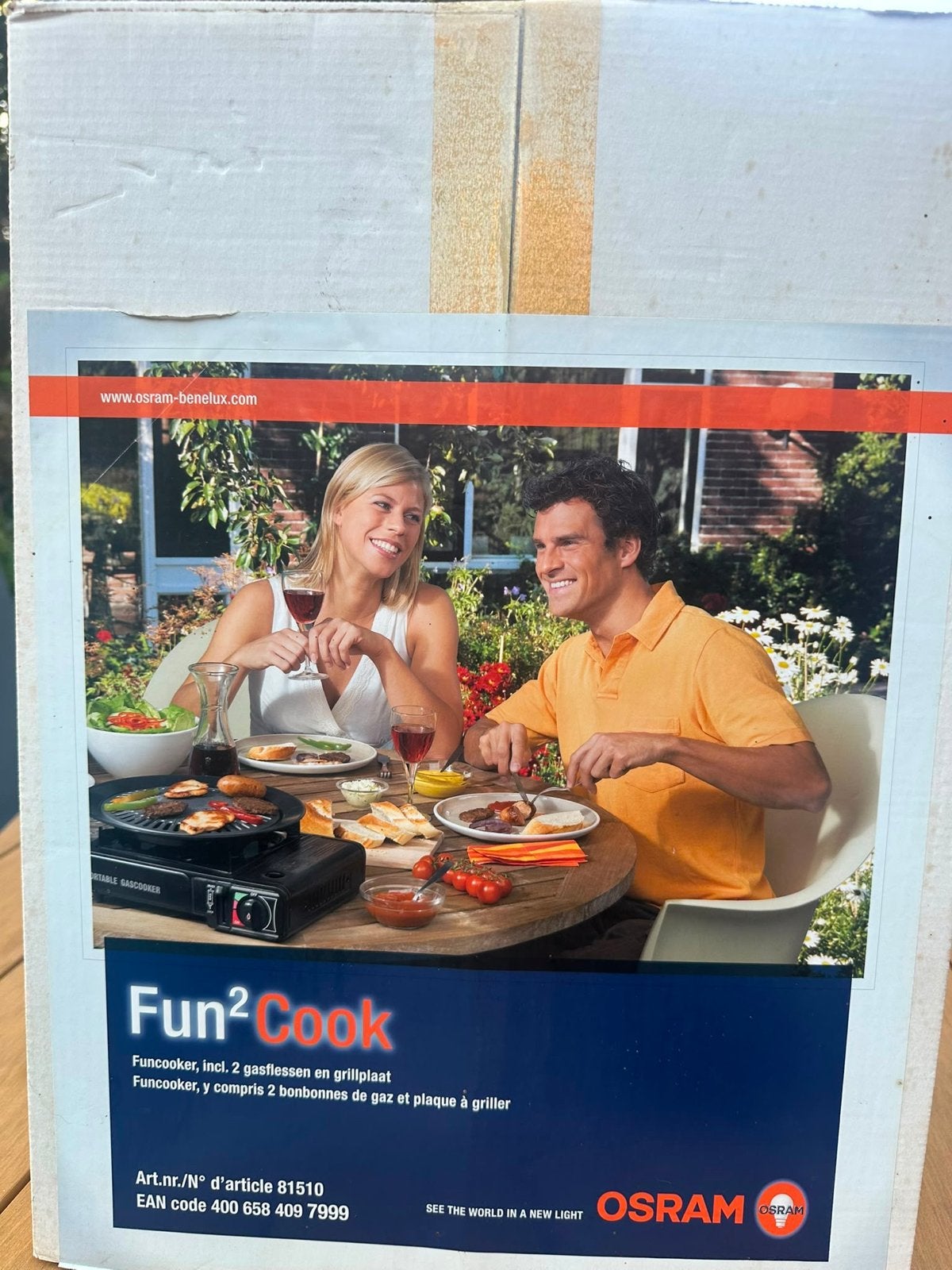 Nieuwe Osram Fun2Cook Funcooker met grillplaat en gasflessen, Ophalen, Nieuw