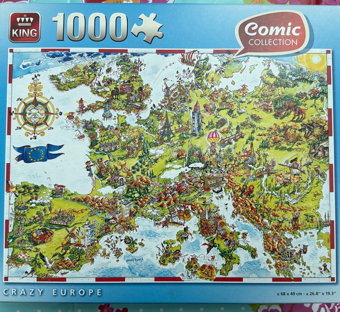King Legpuzzel Crazy Europe 1000 stukjes, Ophalen, 500 t/m 1500 stukjes, Zo goed als nieuw, Legpuzzel