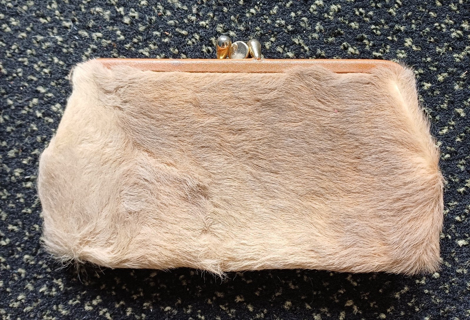 Vintage Bont Portemonnee met Knipsluiting, Overige merken, Gebruikt, Beige, Ophalen of Verzenden