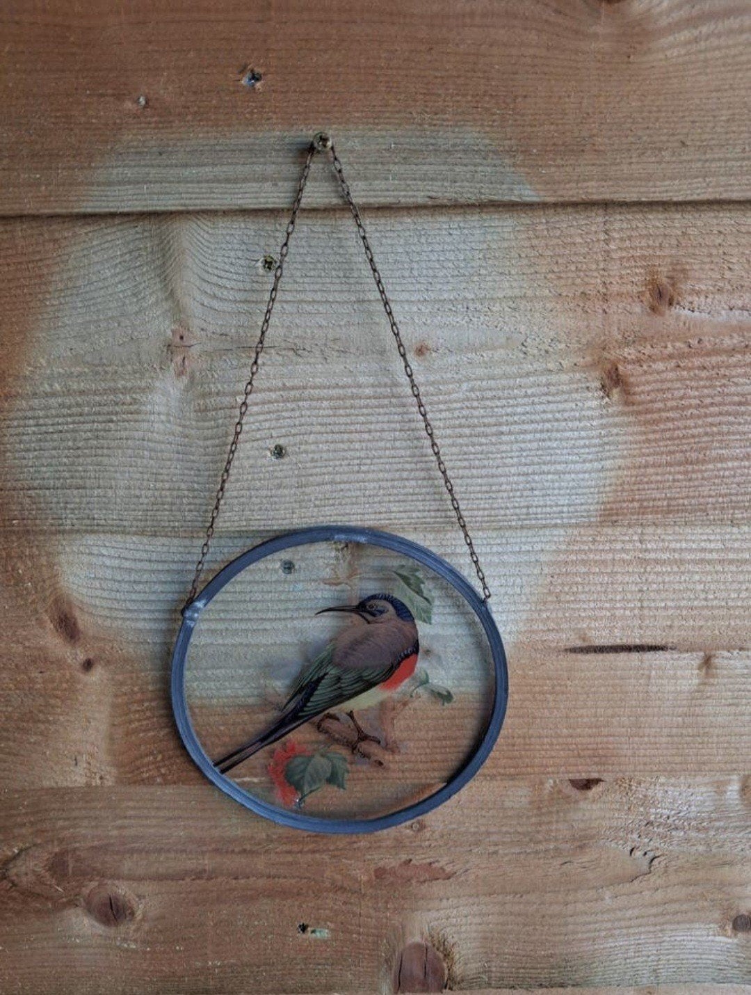 Vintage glas-in-lood vogeldecoratie, Ophalen of Verzenden