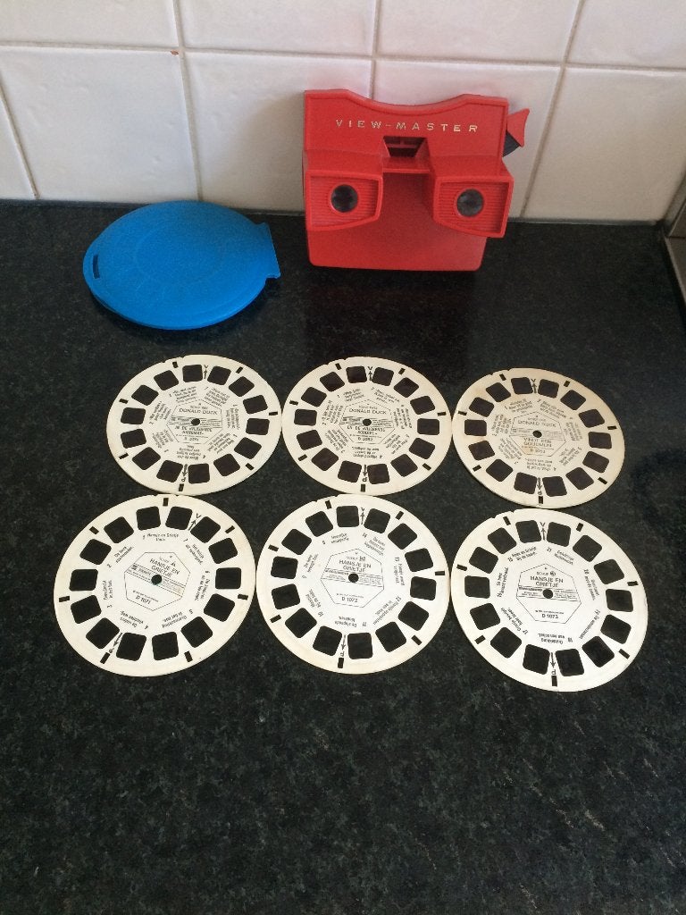 viewmaster met schijfjes 3 Hans & Grietje 3 Donald Duck, Verzamelen, Ophalen of Verzenden, Zo goed als nieuw